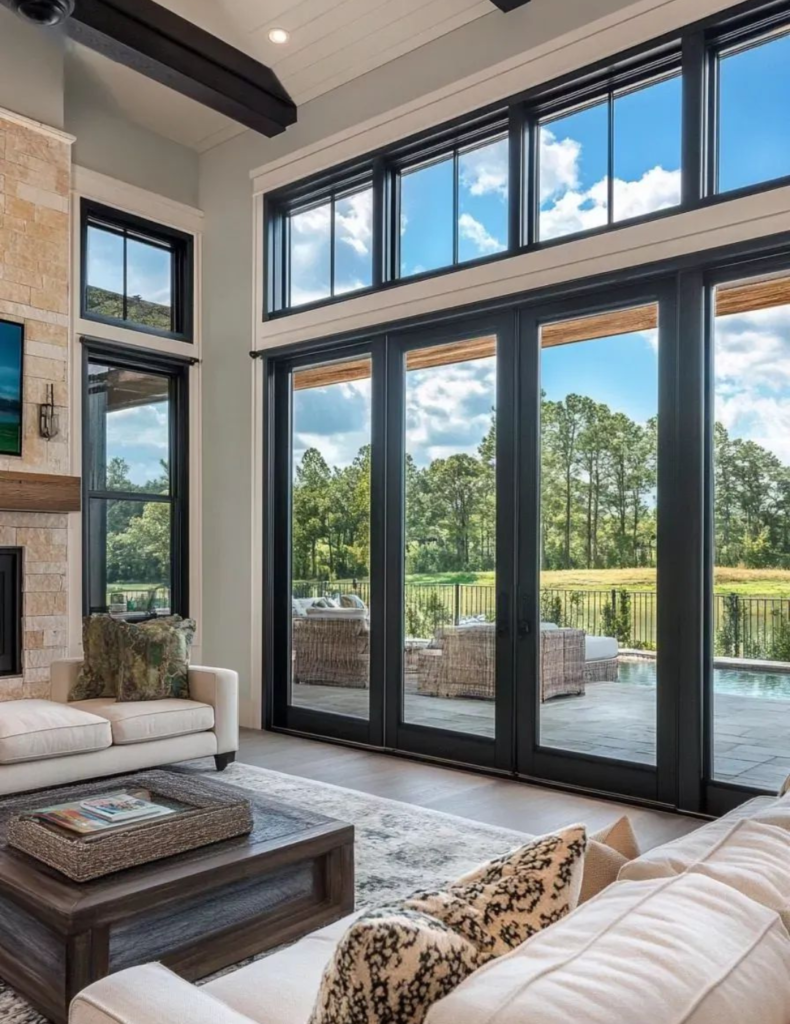 Folding bi-fold concertina doors with thermal break aluminium profile